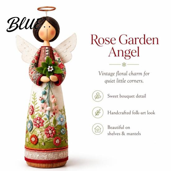 Blumenwinkel Statue Vintage Blumige Figur Dekoration Handgeschnitzte Engelsstatue Dekorative Einzigartige Geschenkfigur Heimtischdekoration für Wohnzimmer