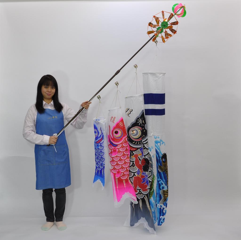 Hidemitsu Doll Workshop Miniature Koinobori Full Set with Stand and Mounting ZC6562A (Carp Streamer), Kakou, 1.5m, Brackets,