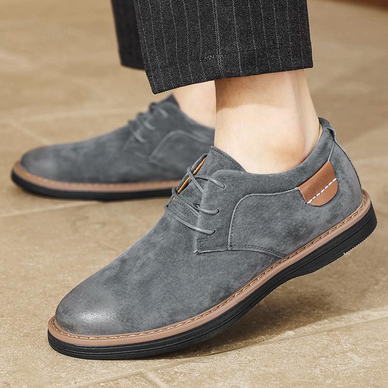 Zapatos Oxford clásicos de cuero genuino para hombres, zapatos planos, zapatos casuales de cuero de ante cómodos, mocasines, zapatos de negocios para hombre