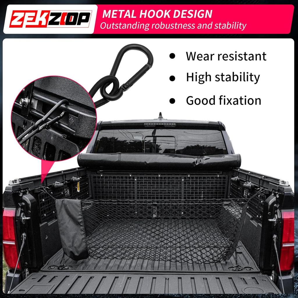 Cargo Net Compatible with 2024 2025 2026 Toyota Tacoma Envelope Style Truck Storage Net Dense Mesh with Free Storage Bags for 2025 Tacoma Exterior
