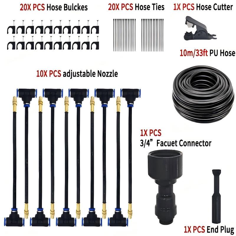Universal Adjustable Micro-Atomizing Sprinkler Set for Irrigation, Cooling, and Humidification