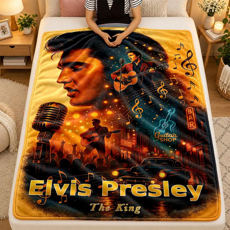 Flannel BlanketElvis Presley Warm Soft Throw Blanket for Indoor Sofa Bed Living Room Use