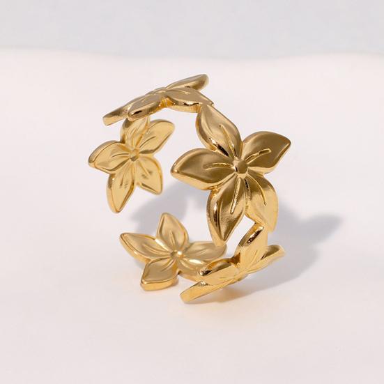 Middle Finger Ring Minimalist Flower Shape Open Adjustable Fit Women Ring Stainless Steel Texture