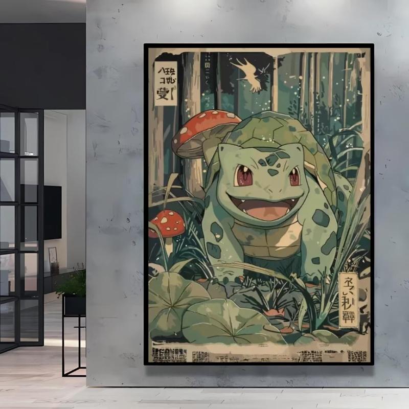 Print on Canvas  Gengar Classic Anime Posters Cartoon Character Picture HD Printing Retro Style Home Living Room Decor