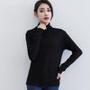 Solid Color Long Sleeve T Shirt For Women With High Neck And Spliced Design