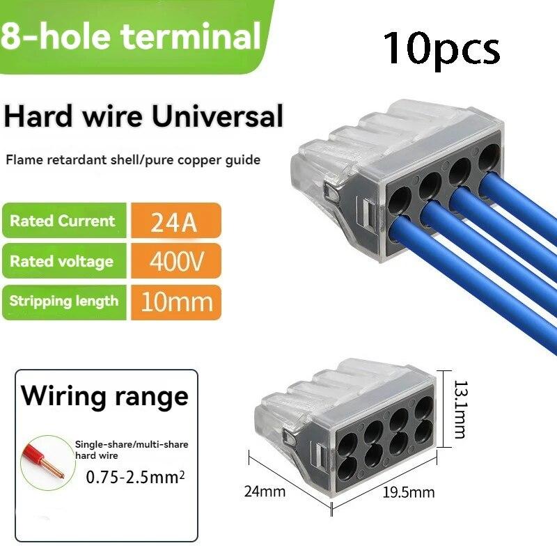 10pcs Quick Connection Terminal Wire Connector Splitter Press Type Parallel Wire Connector LAMP BUTT JOINT