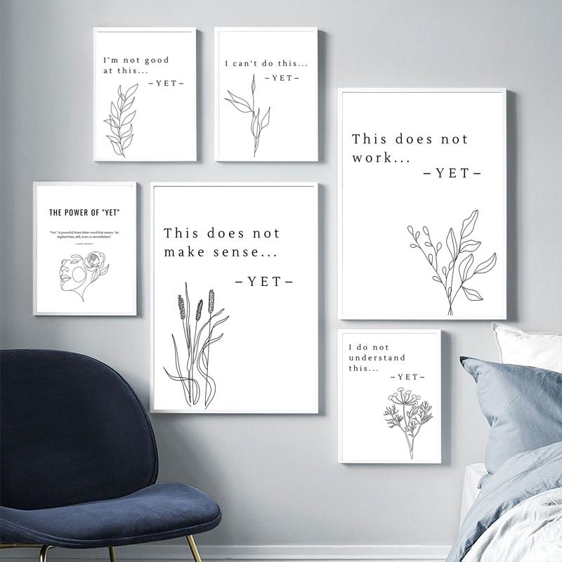Nordic Style Canvas Painting Minimalist Poster Growth Mindset Motto Decorative Paintings Motivational Wall Art Picture for Room