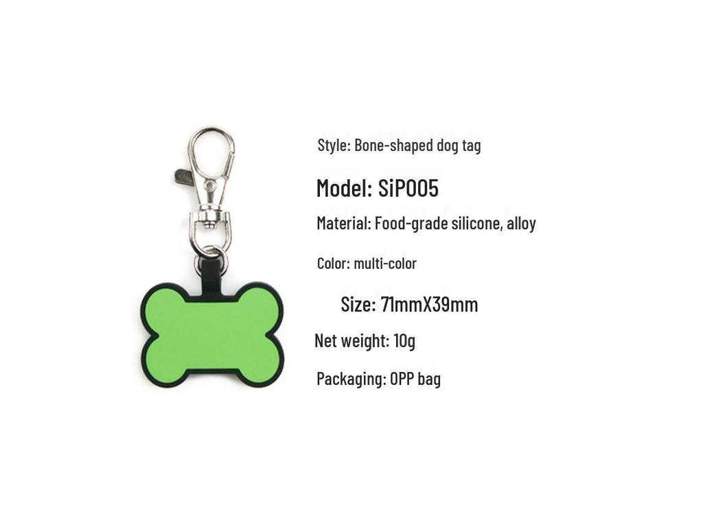Silicone Bone-Shaped Dog Tag & Military-Style Pendant for Pet Engraving