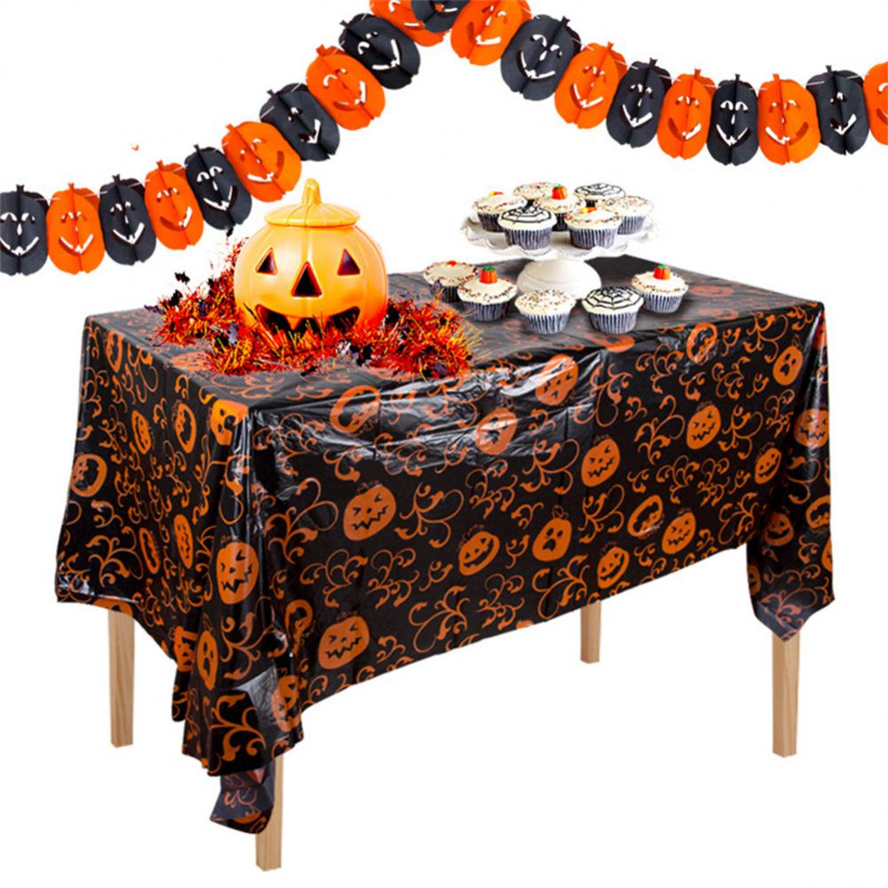 Halloween Decoration Tablecloth Pumpkin Spider Web Bat Plastic Table Cover Festival Party Home Table Decoration Supplies