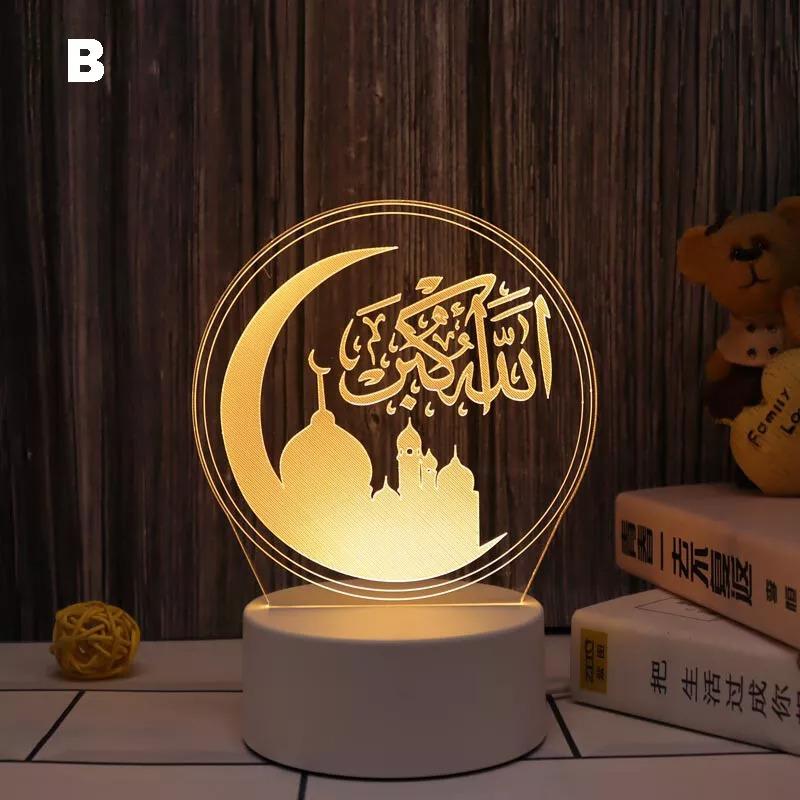 Ramadan LED Light Moon Star Eid Mubarak Muslim Lamp Ornament Home Party Decor