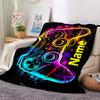 Custom Name Game Controller Theme Printed Blanket - Perfect for Couch, Bed, Travel & Outdoor Use | Machine Washable, Cozy & Durable.
