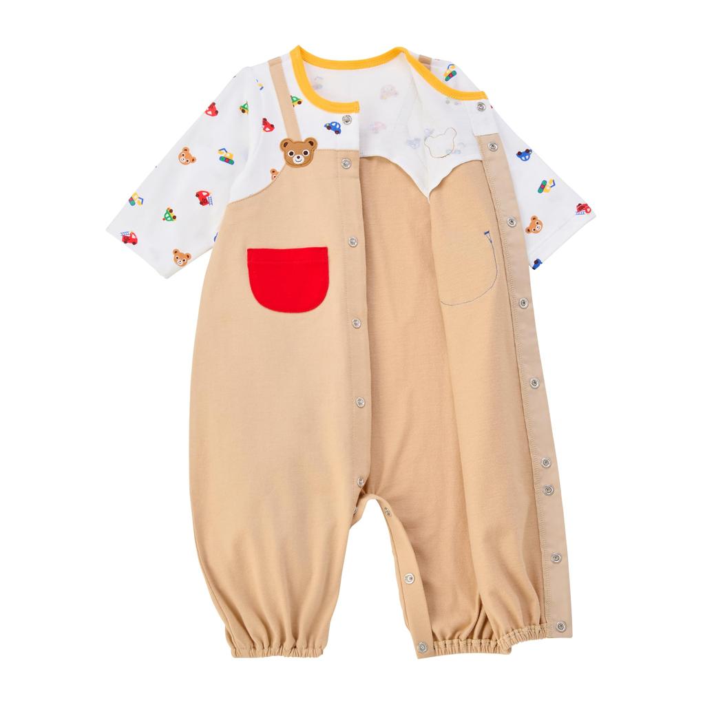 Miki House Coverall Made In Bear for Boys and Baby Baby Size Two-Way Romper, Japan, Design, Girls, Newborns, Clothes, Clothes, 50-70cm, Beige,