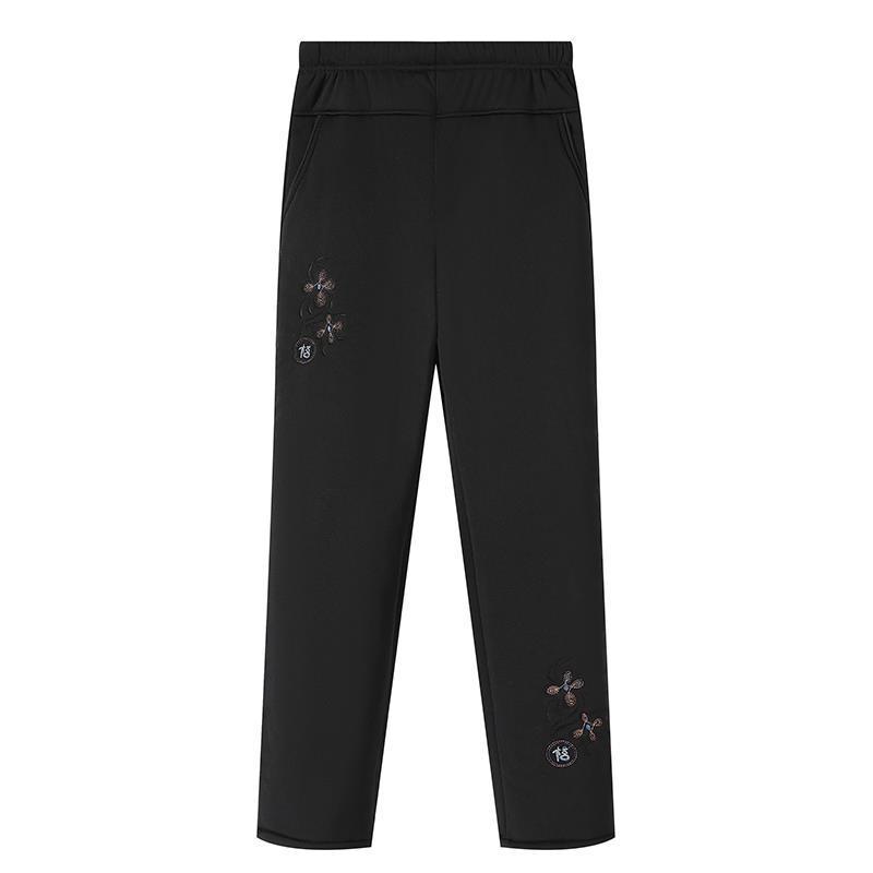 Women's High-Waist Fleece-Lined Lambswool Cotton Pants for Winter