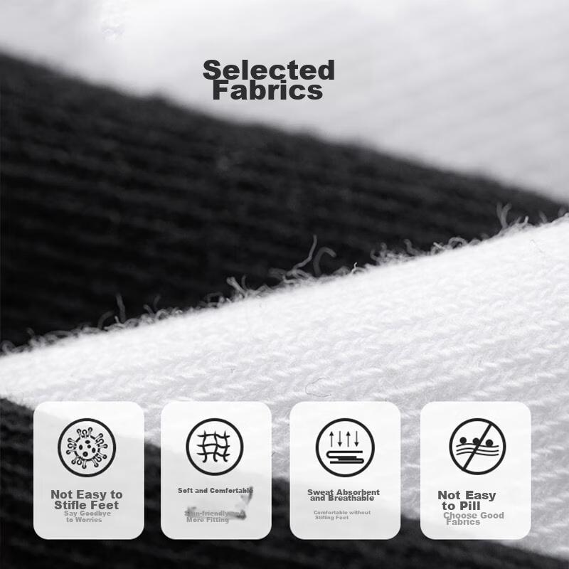 Men's Long Socks, Solid Color Black And White, Business Casual Breathable High Tube Socks, Sporty Style for Autumn And Winter, 6 Pairs