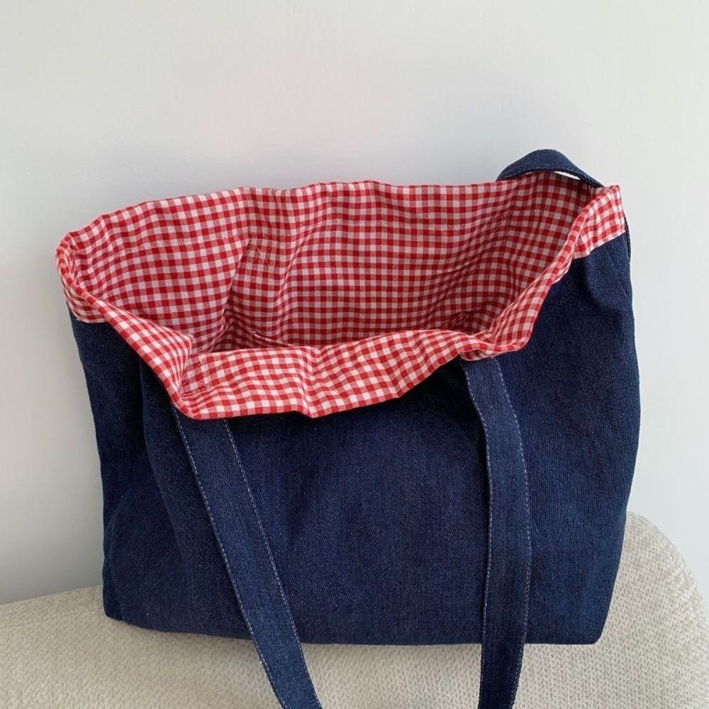 Cloth Denim Handbag Korean Style Canvas Tote Bag Soft Shoulder Bag Shopping Bag