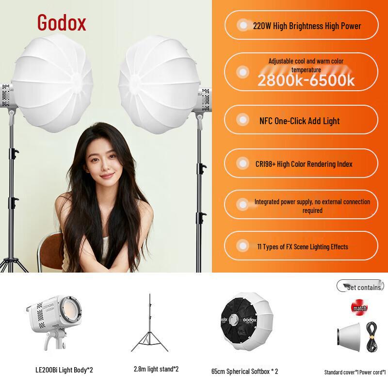 

Godox LE300Bi Bi-Color LED Video Light 2-Light Kit with Softboxes