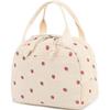 Cute Corduroy Lunch Bag Strawberry Pattern Insulated Design Picnic Tote Bags Large Capacity Reusable Food Pouch for Work Travel