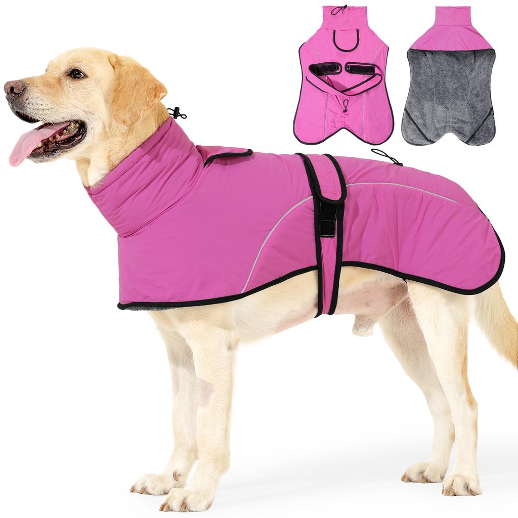 Warm Dog Coat Reflective Dog Fleece Vest Waterproof Jacket Windproof Winter Cold Weather Coats with Adjustable Buckle Jackets