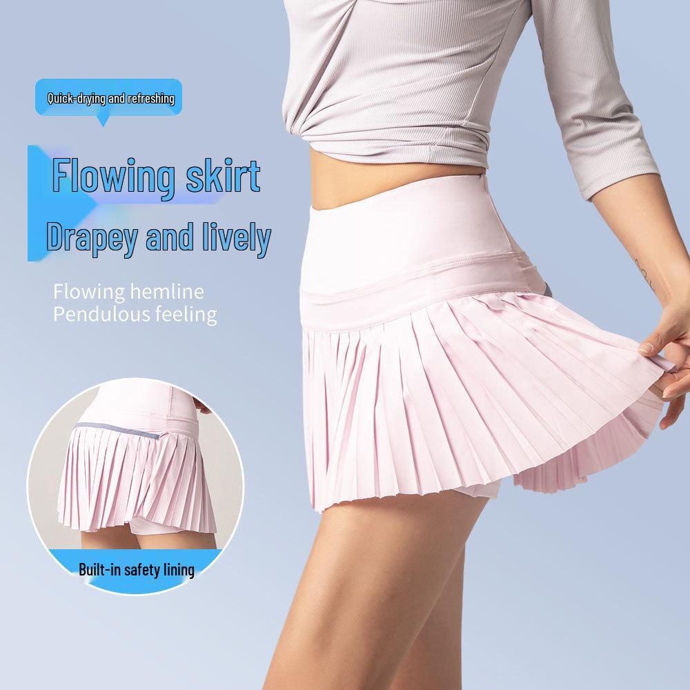 PLUS Women's Quick-Dry Pleated Skort: Breathable Anti-Exposure Athletic Skirt for Running and Outdoor Activities
