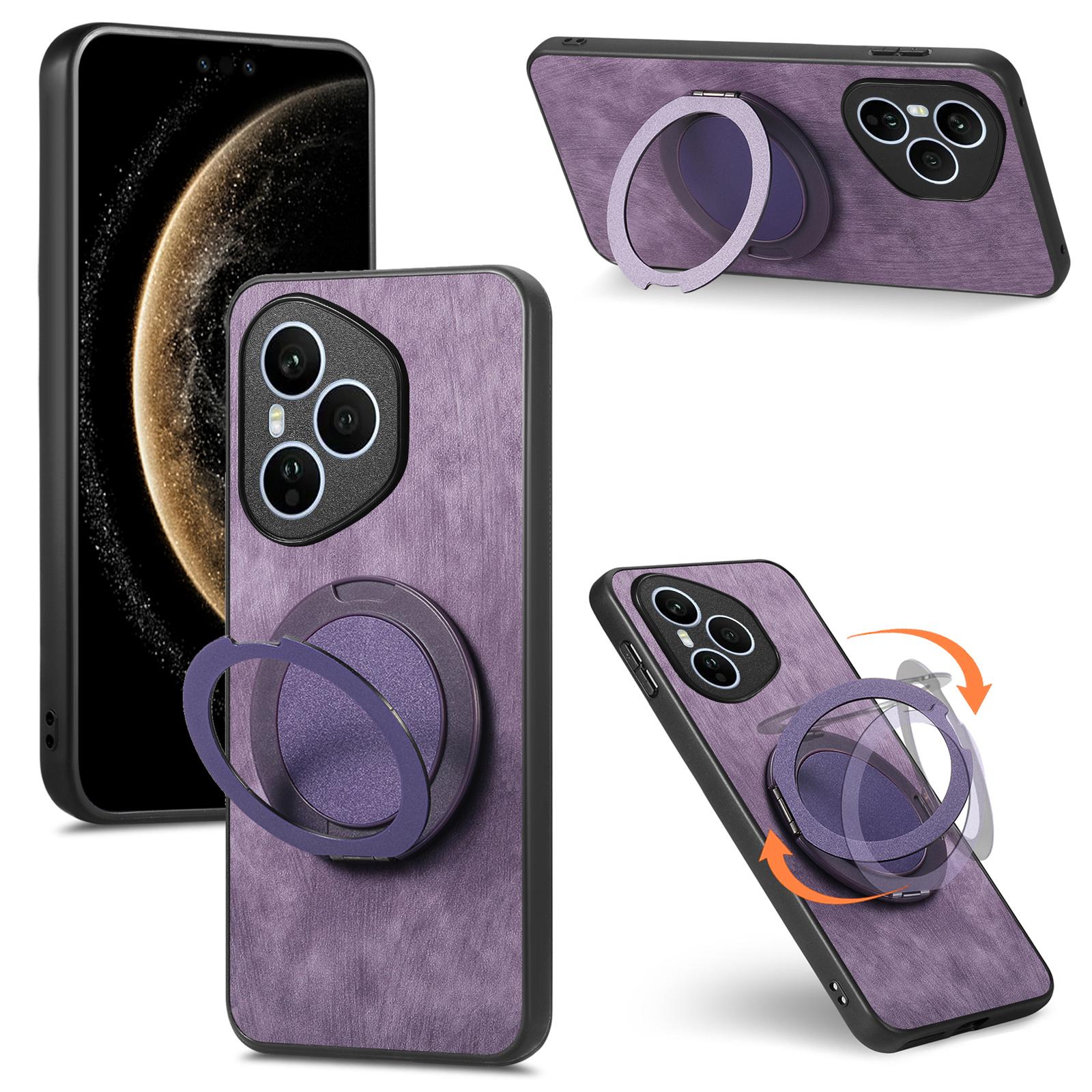 

Для Honor 400 Pro 5G (Глобальный) Чехол для телефона с вращающейся подставкой, для снятия стресса, ретро кожаная задняя крышка Purple