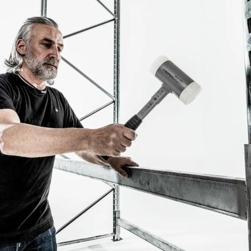 HALDER Shockless Recoilless Supercraft Hammer, Steel Handle, Nylon (White), Diameter 50mm, 3377.050