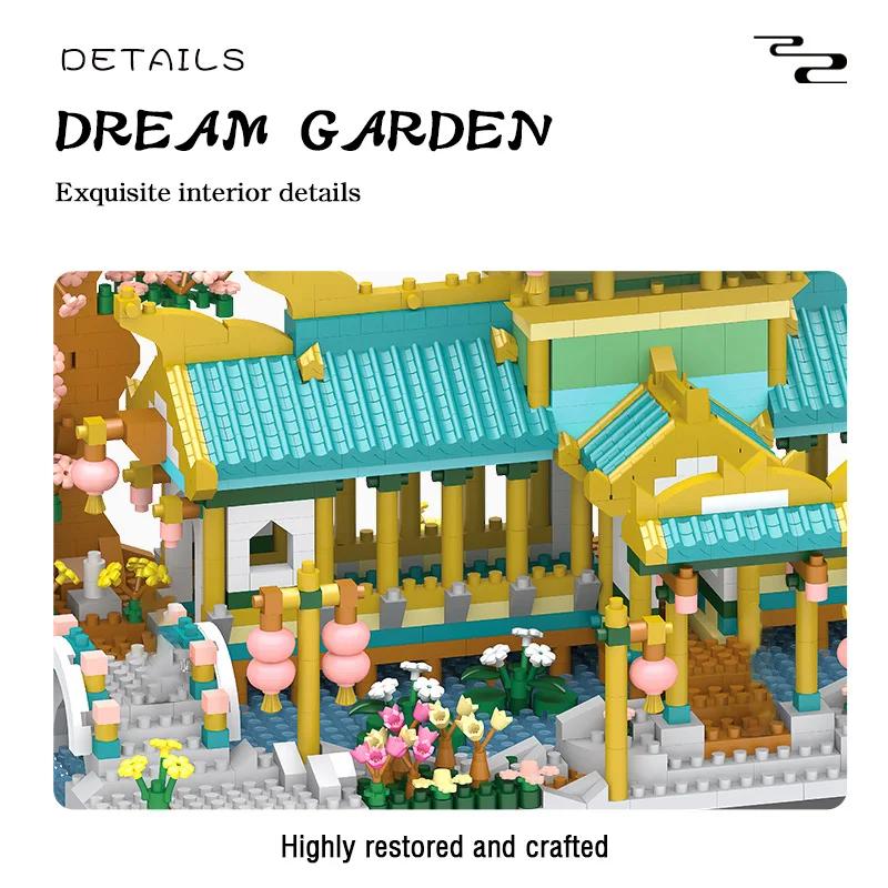 2350Pcs 3D Retro Chinese Villa Building Blocks Countyard Architecture Flower Garden Model Toys Creative DIY Blocks Bricks Decor