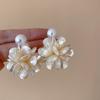 Vintage Flower Pearl Drop Earrings For Women With Pearl And Elegant Design
