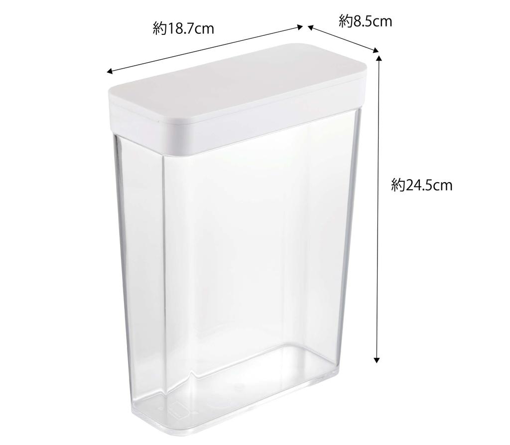Yamazaki Dry Food Storage X X Tower Sliding Cereal Storage 4952 Container, White, Approx. W18.7 D8.5 H24.5cm, Style, Closure, Container,