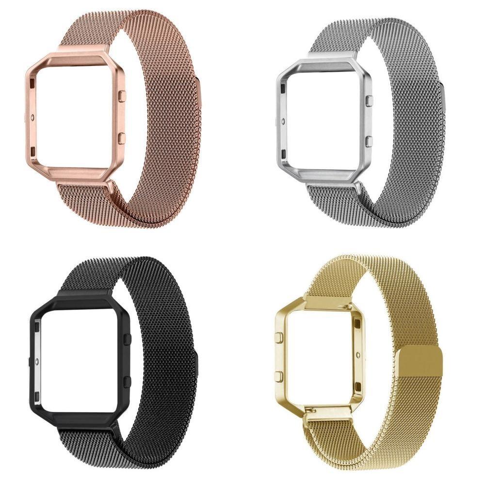 Elegant Milanese Metal Strap Wrist Band Bracelet With Frame For Fitbit Blaze Watch Tracker