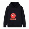 Kids Boys Girls Casual Hoodie Red Angry Smile Ball Print Pullover Sweatshirt Soft Long Sleeve Warm Hooded Top for Children