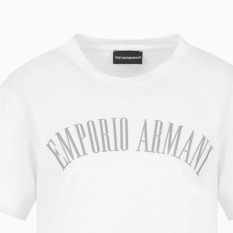 Emporio Armani Logo Letter Print Round Neck Short Sleeve T-Shirt Women t-shirts White 3D2T7S-2JIDZ-10100