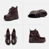 Johnature Retro Thick Sole Wedges Short Boots Genuine Leather Women's Height-increasing Shoes