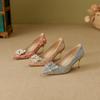 Leather Xiuhe Dress Wedding Shoes Women's 2025 Red Sequins High-end Stiletto Chinese Bridal High Heels Are Not Tired