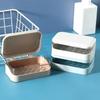Simple Transparent Flap Drainage Box Bathroom Toilet Waterproof Soap Storage Box Dormitory Home Travel Large Soap Dish