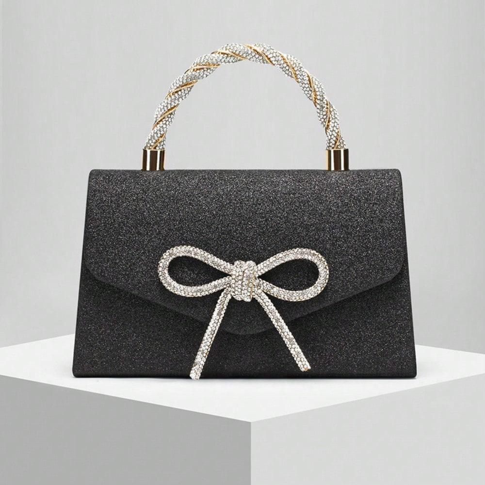 Sac à main bandoulière européen et américain Mode célébrité Chaîne à maillons avec nœud incrusté de diamants black multicolore