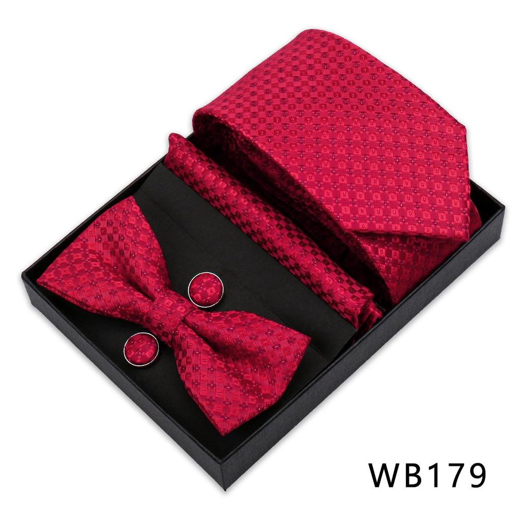 Men's Silk Bow Tie & Pocket Square Gift Set - Business & Wedding