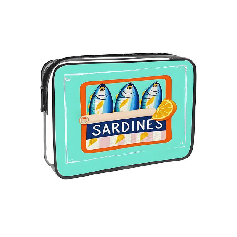 Sardines en Conserve Sac de Voyage Cosmétique pour Femmes Mignon Sac de Toilette Créatif Portable Mode Fermeture Éclair Multifonction Pour Vacances du Weekend