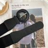 Women's Decorative Belt with a Wool Overcoat, Practical Korean-style Black Elastic Waist Cincher, Vintage Sweater, and Leather
