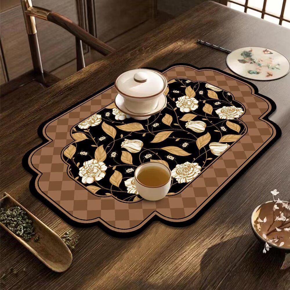 Diatomaceous Earth Kitchen Drain Mat, Custom-Shaped Insulated, Absorbent, Quick-Drying Placemat, Thickened, Wear-Resistant Bowl and Plate Mat
