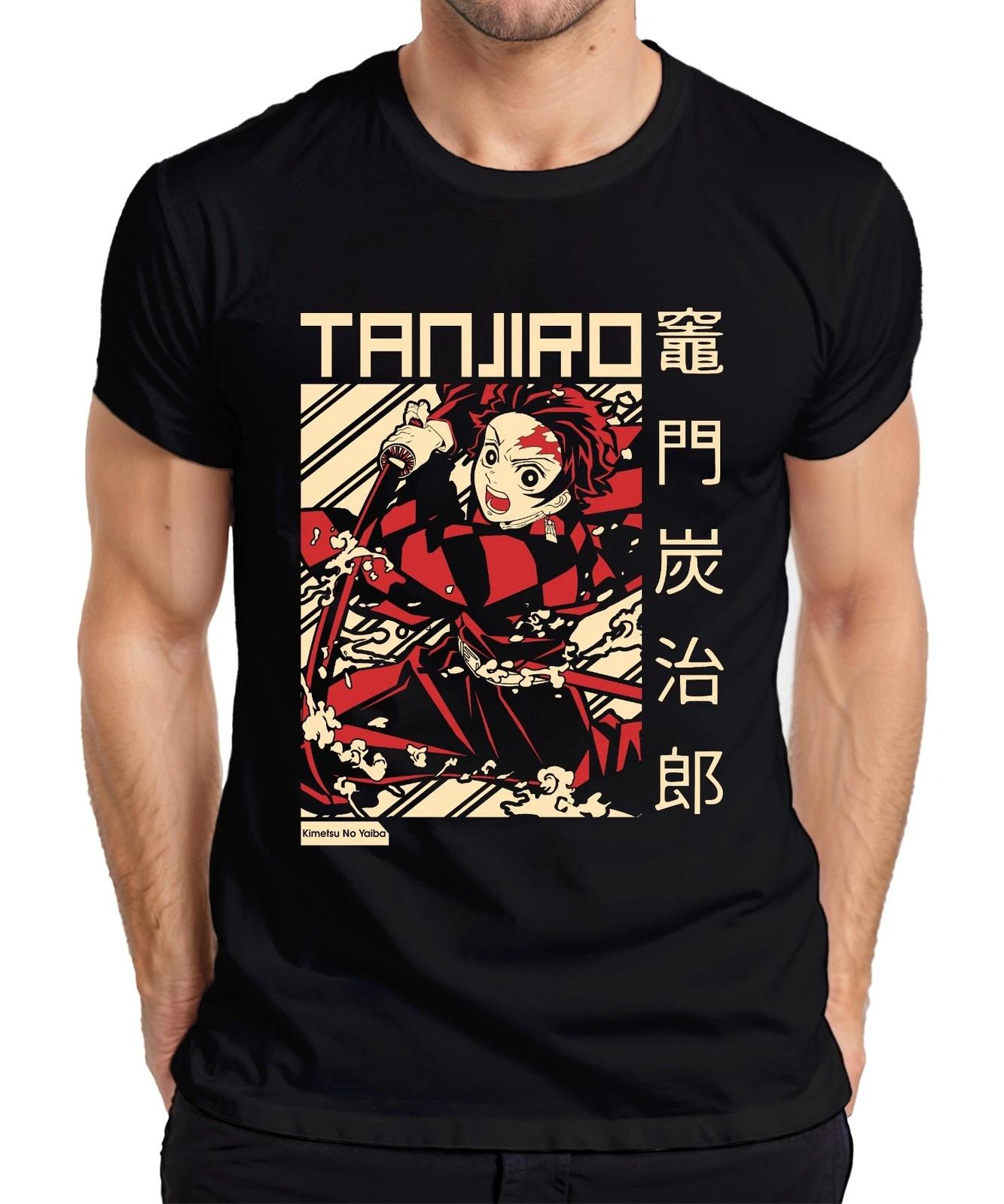 

Tanjiro Kimetsu No Yaiba Demon Hunter Sword Fire Gift Men s T-Shirt- XL
