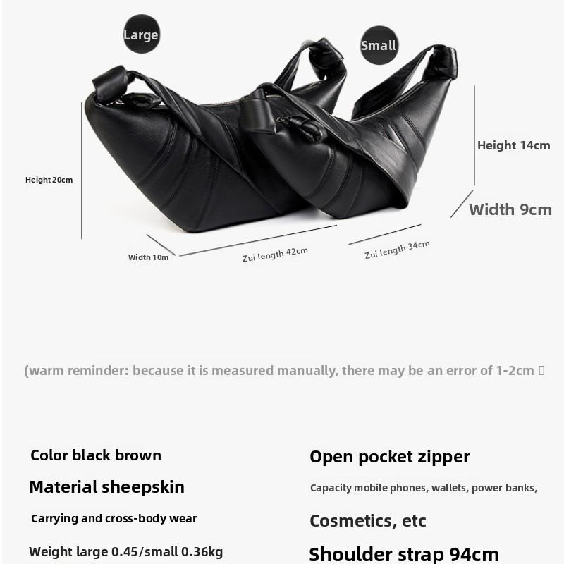Niche First Layer Lambskin Croissant Bag Diagonal Span Lazy Feeling Croissant Bag Genuine Leather Single Shoulder Diagonal Span Dumpling Bag Female