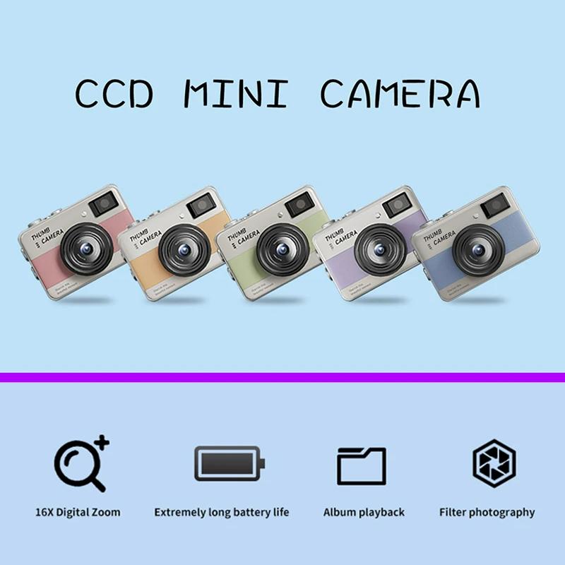 Flip Screen Card Camera, HD Digital Camera for Kids and Students, Supports Photo and Video Recording, Retro CCD Design