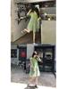Summer 2023 Korean-Style Maternity Patchwork Dress – Loose Fit, Fresh, Sweet, and Fairy-Themed with Short Sleeves.