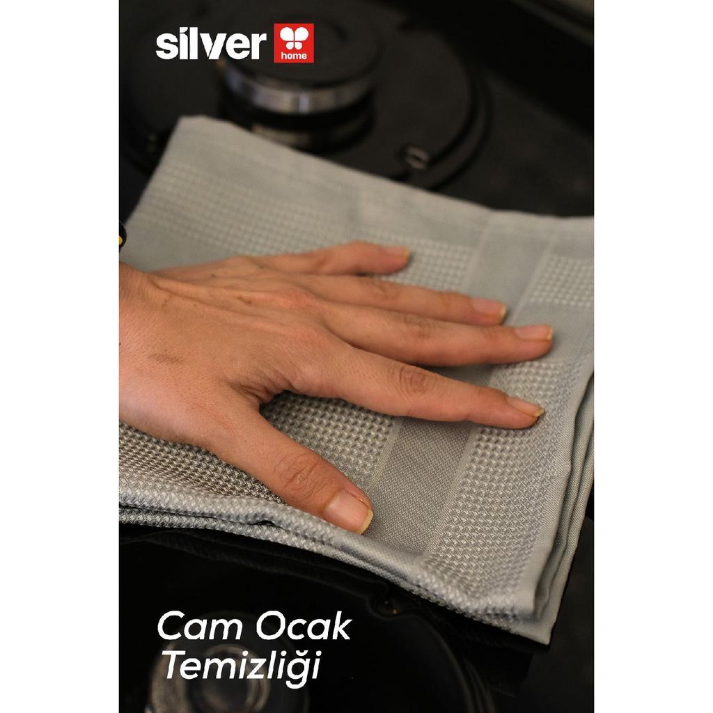 Silver Home 3-piece Microfiber Decorative Glass Cloth Gray - Pink - Blue 40x40 Cm