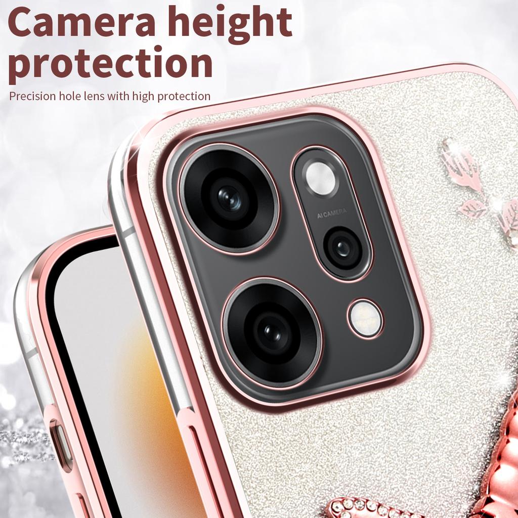 KADEM For Oppo Reno14 5G (Global) Case Dragonfly Kickstand TPU Flowers Glitter Phone Cover