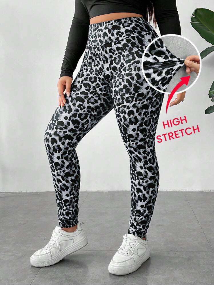 EZwear Plus Size Women s Leopard Print Stretchy Leggings 4XL цветочный
