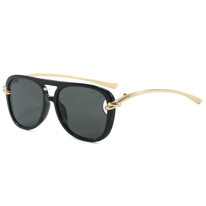 New fashion knot double beam sunglasses European and American ins pilot sunglasses personalized street photography retro