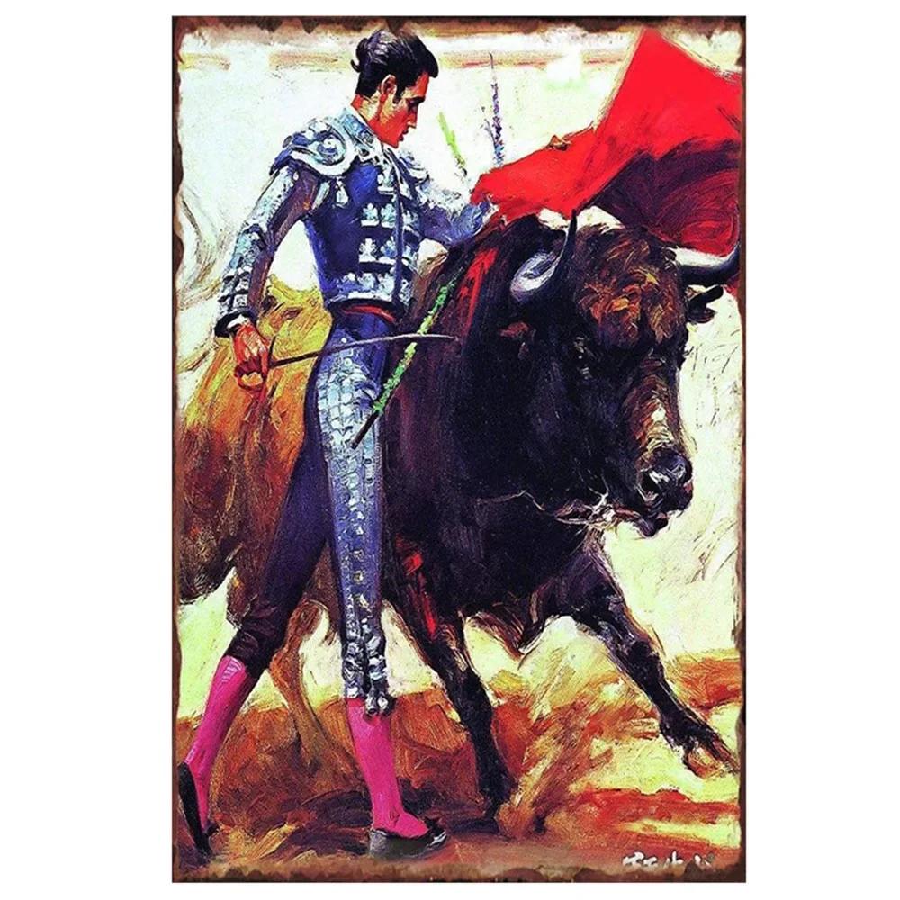 Spanish Bullfighter Poster Retro Metal Tin Signs Plate Passionate Girl Tinplate Plaque Pub Home Wall Decoration xcm