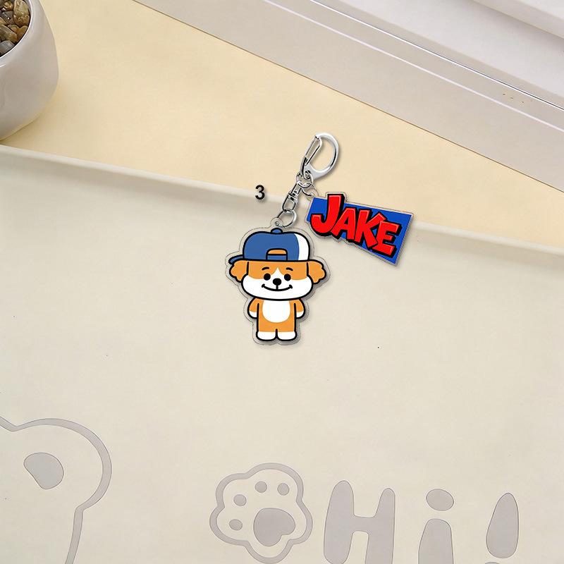 6er Set ENHYPEN ENCHIN Vollkörper Charakter Acryl Schlüsselanhänger 2-in-1 Set mit buntem Namensschild Jungwon Jay Jake Sunghoon Sunoo Ni-ki Tasche Anhänger Geschenk für Fans