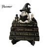 Fall Fireplace Decorations Halloween Reading Ghost Figurine, Wooden Desktop Ornaments, Vintage Spooky Shelf Accents Statue with Stand for Home
